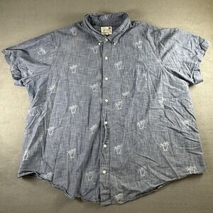Bonobos Men's 4XL Standard Fit Button Shirt Short Sleeve Blue Palm Tree  AOP